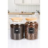 Nyl Home 2'li Ahşap Vakumlu Kapaklı Çay ve Kahve Kavanozu Saklama Kabı Cam 1000 ml