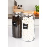 Nyl Home 2'li Ahşap Vakumlu Kapaklı Çay ve Şeker Kavanozu Saklama Kabı Cam 1400 ml