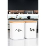 Nyl Home 2'li Ahşap Vakumlu Kapaklı Kare Akrilik Tea Coffee Erzak Saklama Kabı 900 ml