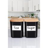 Nyl Home 2'li Ahşap Vakumlu Kapaklı Kare Akrilik Tea Sugar Erzak Saklama Kabı 900 ml