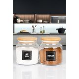 Nyl Home 2'li Ahşap Vakumlu Kapaklı Süt Tozu Neskafe Kavanozu Saklama Kabı Cam 600 ml