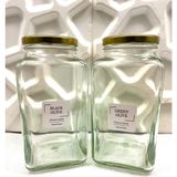 Nyl Home 2’li Metal Kapaklı Kare Cam Yeşil Zeytin Siyah Zeytin Kavanozu 3000 ml