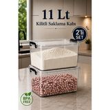 Nyl Home 2'li Set 11 Lt Kilitli Un Bakliyat Erzak Saklama Kabı Çok Amaçlı Düzenleyici Oyuncak Deterjan Kutusu