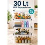 Nyl Home 2'li Set 30 Lt Kilitli Saklama Kutusu Çok Amaçlı Kiler Erzak Hırdavat Oyuncak Düzenleyici Organizer