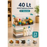 Nyl Home 2'li Set 40 Lt Tekerlekli Kilitli Saklama Kutusu Çok Amaçlı Düzenleyici Hırdavat Oyuncak Erzak Kabı