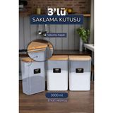 Nyl Home 3 Lü Ahşap Vakumlu Kapaklı Akrilik Un Tuz Şeker Saklama Kavanozu Kabı ve Kutusu 3 Litre Etiketli
