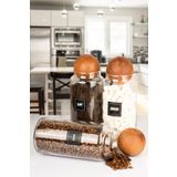 NYL HOME 3'lü Ahşap Top Kapaklı 1400 Ml Çay Şeker Kahve Erzak Saklama Kavanozu