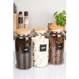 NYL HOME 3'lü Ahşap Vakumlu Kapaklı 1400 Ml Çay Şeker Kahve Erzak Saklama Kavanozu