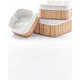 Nyl Home 3'lü Bambu Sepet Naturel Astarlı Çok Amaçlı Saklama Kutusu - Banyo Kozmetik Mutfak Dolap Organizeri