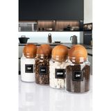 Nyl Home 4'lü Ahşap Top Kapaklı 1000 ml Çay Kahve Şeker Tuz Erzak Saklama Kavanozu