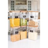 NYL HOME 6 Lı Ahşap Vakumlu Kapaklı Erzak Saklama Kavanozu Saklama Kabı ve Kutusu 3 Litre ETİKETLİ