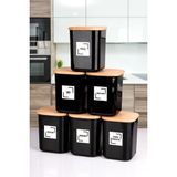 Nyl Home 6'lı 900 ml Siyah Ahşap Vakumlu Kapaklı Akrilik Saklama Kavanozu Kabı ve Kutusu 900 ml Etiketli