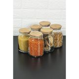 Nyl Home 6'lı Bambu Kapaklı Vakumlu Cam Kavanoz - Baharat Takımı 935 ml