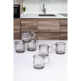NYL HOME 6'lı Füme Renkli Boncuk Kulplu Tasarım Cam Bardak 130 Ml, Çay Kahve Meşrubat Bardağı 6 Adet Set