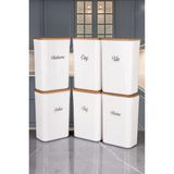 Nyl Home Ahşap Kapaklı 3 Litre 6'lı Set Akrilik Erzak Kutusu Kabı