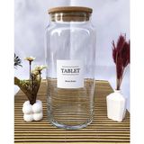 Nyl Home Ahşap Vakumlu Bambu Kapaklı Bulaşık Makinesi Pamuk Kavanozu Cam 1440 ml