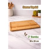 Nyl Home Bambu Sunum Tepsisi - Doğal Ahşap Servis Tepsisi Kahvaltı Çay & Ikram Sunumluk 20X30 cm