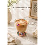 Nyl Home Çift Cidarlı Borosilikat Cam Çay & Kahve & Latte Bardağı - Isıya Dayanıklı Şeffaf Kupa