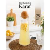 NYL HOME Dekoratif Top Kapaklı Cam Karaf - Modern Çizgili Cam Sürahi Sunumluk Meşrubat Şerbetlik 25 cm