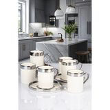 Nyl Home Gümüş Yaldızlı 6 Kişilik Porselen Fincan Seti 12 Parça Türk Kahvesi Takımı Kahve Fincanı 100 ml - 001-Renkli
