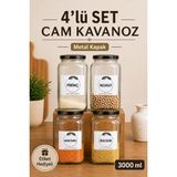 Nyl Home Mutfak Erzak Saklama Düzenleyici Nohut, Mercimek, Pirinç, Bulgur, Fasulye 3lt Siyah Metal Kapak