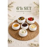 NYL HOME Porselen 6’lı Kahvaltılık Kase Seti 8,5 cm Sosluk Çerezlik Sunumluk