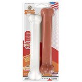 Nylabone 982904 Dura Power Chew, kemik şeklinde, pastırma ve tavuk aromalı ikili paket, büyük köpekler için (23 kg'a kadar), L