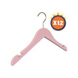 Nyn Ahşap 0-3 Yaş Bebek Elbise Askısı Pembe Renk 12 Adet Pembe