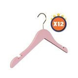 Nyn Ahşap 3-7 Yaş Çocuk Elbise Askısı Pembe Renk 12 Adet