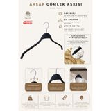NYN Ahşap 8061-Ç Elbise, Bluz, Gömlek Askısı Siyah Renk 6 Adet