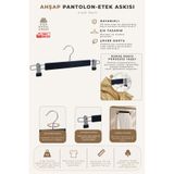 NYN Ahşap 8131 Askı Mandallı Pantolon Etek Askısı Siyah Renk 4 Adet