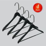 NYN Ahşap Barlı (Siyah Nikel Kanca) Gömlek, Tshirt, Bluz, Elbise Askısı 4 Adet
