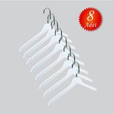 NYN Ahşap (Lama Gümüş Kanca) Bluz, Elbise, Tshirt Askısı 8 Adet - Beyaz