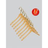 NYN Ahşap M001-Ç (Gold Kanca Lama) Gömlek, Tshirt, Bluz, Elbise Askısı 12 Adet - Bej