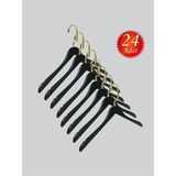 NYN Ahşap M001-Ç (Gold Kanca Lama) Gömlek, Tshirt, Bluz, Elbise Askısı 24 Adet - Siyah