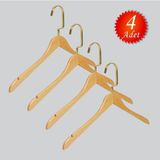NYN Ahşap M001-Ç (Gold Kanca Lama) Gömlek, Tshirt, Bluz, Elbise Askısı 4 Adet - Bej
