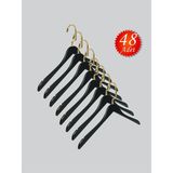 NYN Ahşap M001-Ç (Gold Kanca Lama) Gömlek, Tshirt, Bluz, Elbise Askısı 48 Adet - Siyah