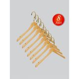 NYN Ahşap M001-Ç (Gold Kanca Lama) Gömlek, Tshirt, Bluz, Elbise Askısı 8 Adet - Bej