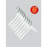 NYN Ahşap M001-Ç (Gümüş Kanca Lama) Gömlek, Tshirt, Bluz, Elbise Askısı 12 Adet - Beyaz