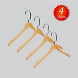 NYN Ahşap M001-Ç (Gümüş Kanca Lama) Gömlek, Tshirt, Bluz, Elbise Askısı 4 Adet - Bej