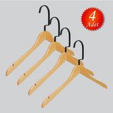 NYN Ahşap M001-Ç (Siyah Kanca Lama) Gömlek, Tshirt, Bluz, Elbise Askısı 4 Adet - Bej