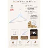 NYN Ahşap M002-ÇB Askı Barlı Elbise Pantolon Askısı Beyaz Renk 6 Adet