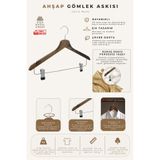 NYN Ahşap M002-ÇM Mandallı Gömlek Etek Askısı Ceviz Renk 3 Adet