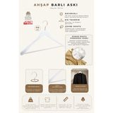 NYN Ahşap M023B Barlı 44cm Erkek Takım Elbise, Ceket, Askısı Beyaz Renk 14 Adet - Renkli