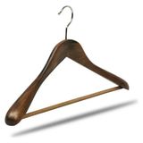 NYN Ahşap M023B BARLI Takım Elbise, Ceket, Kaban Askısı Kadın Ceviz Renk 40cm 14 Adet - Kahverengi