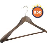 NYN Ahşap M023B Kadın Takım Elbise, Ceket Askısı Barlı Ceviz Renk 50 Adet 44CM