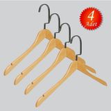 NYN Ahşap (Siyah Nikel Kanca) Gömlek, Tshirt, Bluz, Elbise Askısı 4 Adet - Bej