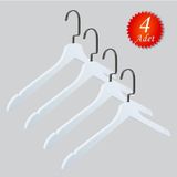 NYN Ahşap (Siyah Nikel Kanca) Gömlek, Tshirt, Bluz, Elbise Askısı 4 Adet - Beyaz