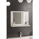 nysamo 60x45cm Beyaz Raflı Banyo Aynası Dresuar Salon Aynası