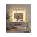 nysamo 70x52 cm Beyaz Raflı Işıklı Kumandalı Makyaj Masası Etejer Banyo Aynası Dresuar Salon Aynası